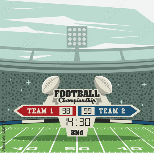 Football sport championship scoreboard on stadium background