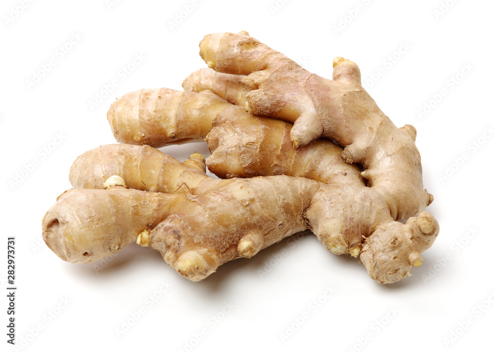 fresh ginger on white background 