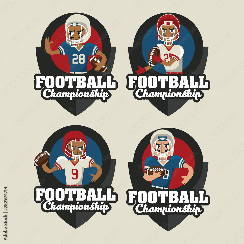 Set of Football sport round emblems
