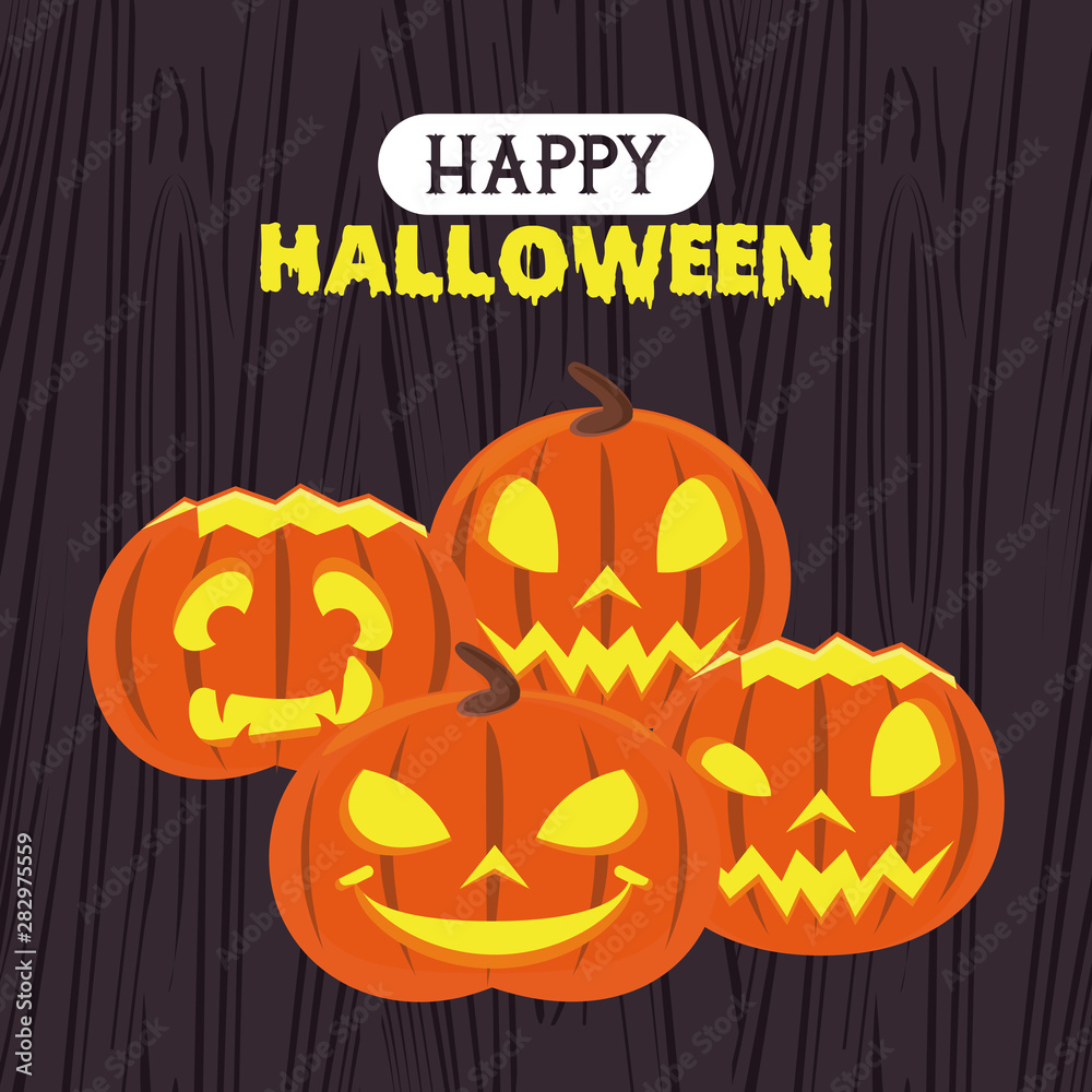 Happy halloween season card with cartoons Happy halloween season card with cartoons