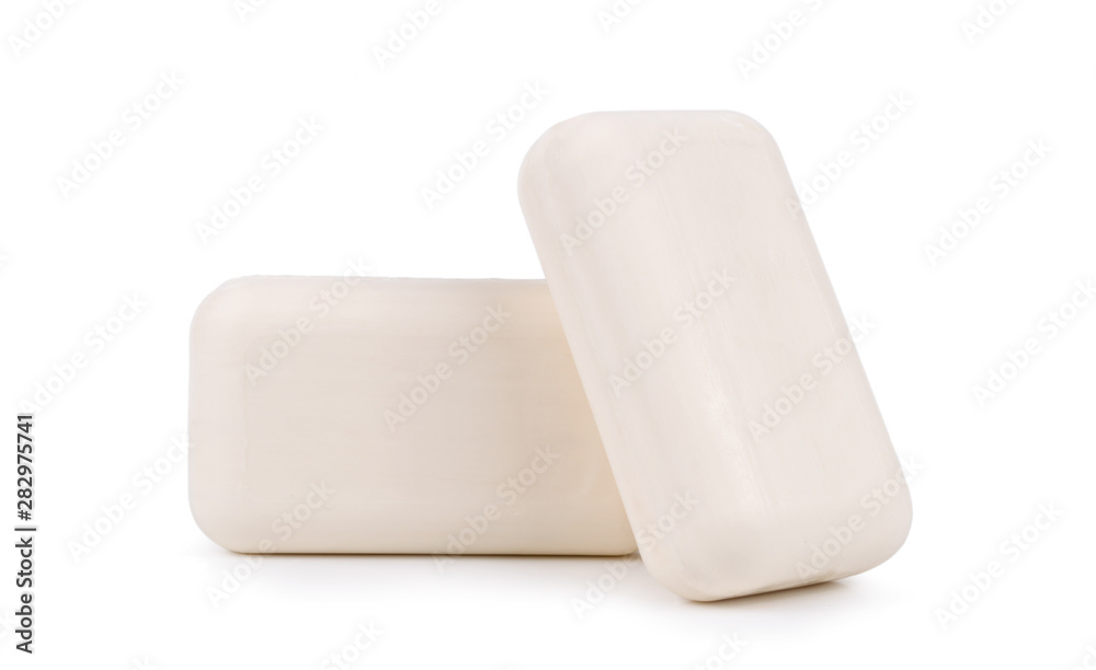 two bars white hygiene toilet soap isolated on white background two bars white hygiene toilet soap isolated on white background