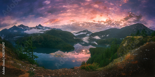 North Cascades sunset - panorama