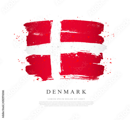 Flag of Denmark. Brush strokes are drawn by hand.