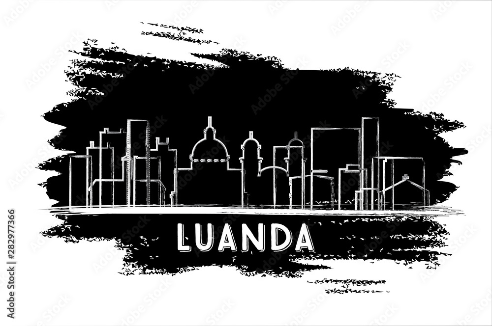 Luanda Angola City Skyline Silhouette. Hand Drawn Sketch.