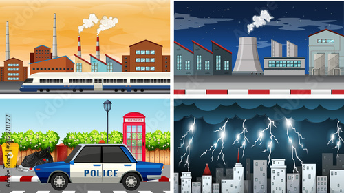 Set of polluted scenes