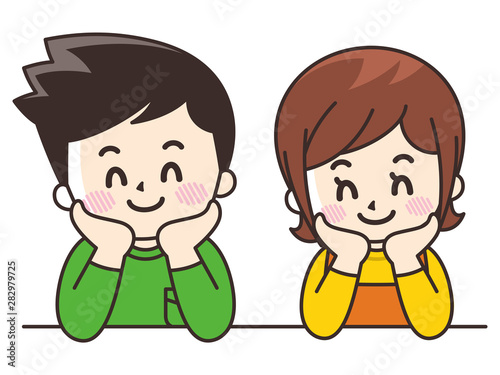 頬杖をつく若者