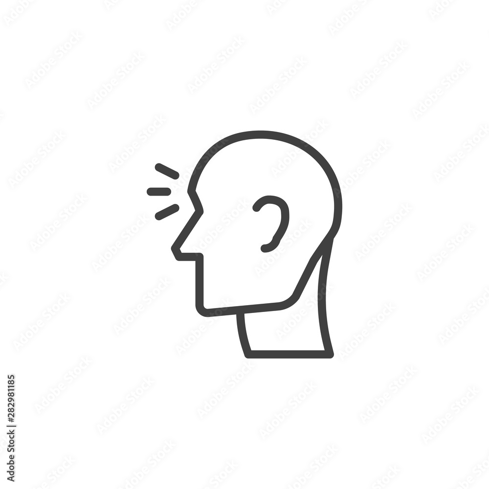 Head ache line icon. linear style sign for mobile concept and web design. Headache, pain outline vector icon. Migraine symbol, logo illustration. Vector graphics Head ache line icon. linear style sign for mobile concept and web design. Headache, pain outline vector icon. Migraine symbol, logo illustration. Vector graphics