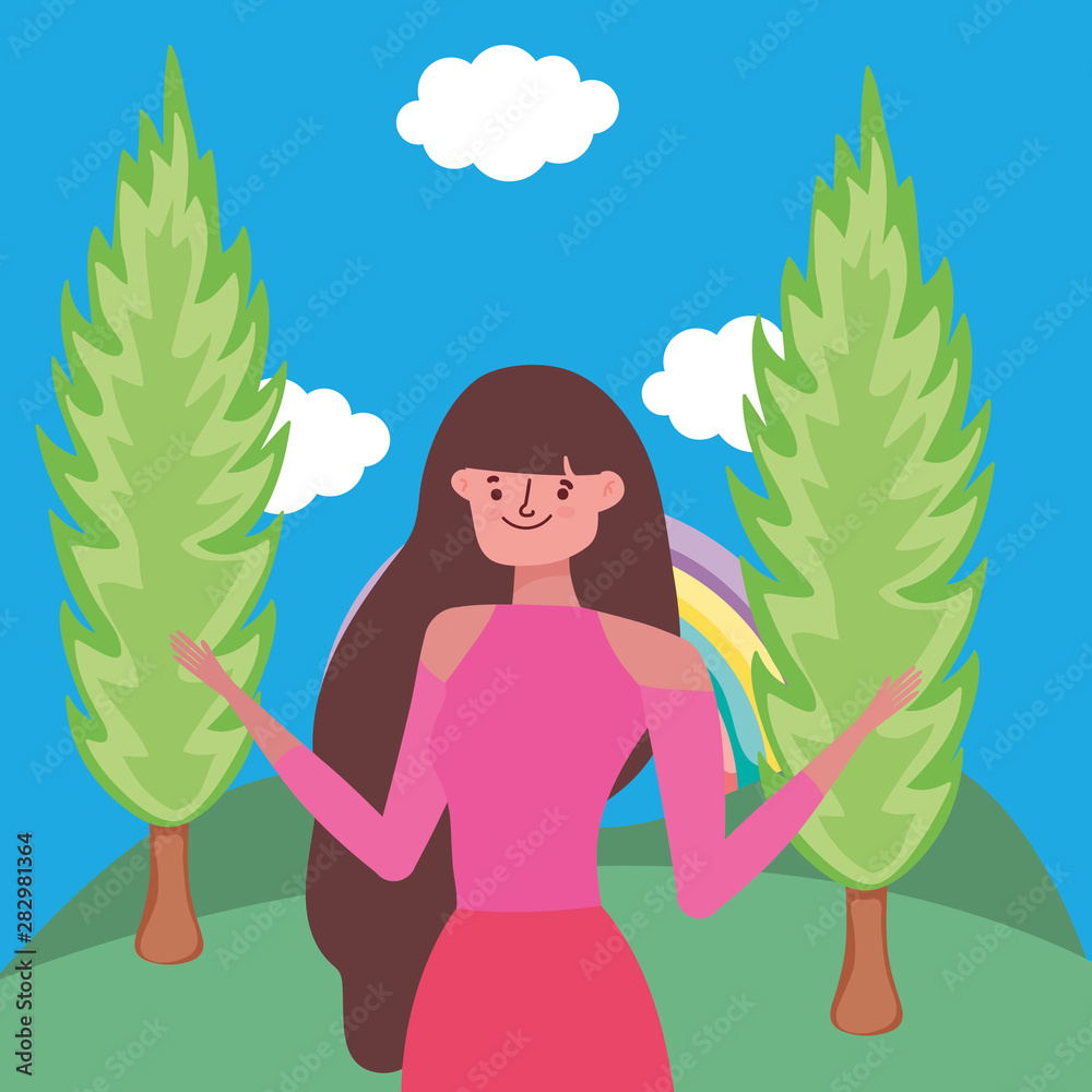 Avatar woman over landscape vector design Avatar woman over landscape vector design