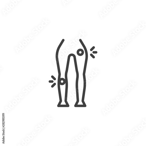 Joint pain line icon. linear style sign for mobile concept and web design. Knee and hip joint pain outline vector icon. Arthritis symbol, logo illustration. Vector graphics