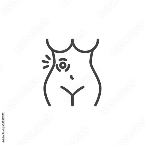 Appendicitis pain line icon. linear style sign for mobile concept and web design. Appendicitis symptoms outline vector icon. Symbol, logo illustration. Vector graphics