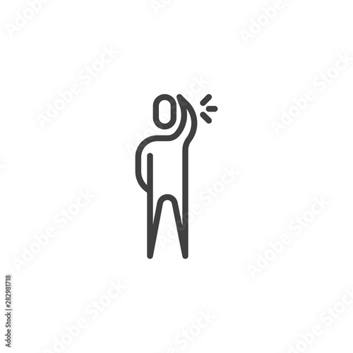 Head ache line icon. linear style sign for mobile concept and web design. Human head pain outline vector icon. Symbol, logo illustration. Vector graphics