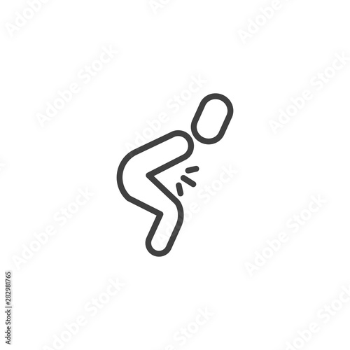 Human stomach pain line icon. linear style sign for mobile concept and web design. Stomach ache outline vector icon. Symbol, logo illustration. Vector graphics