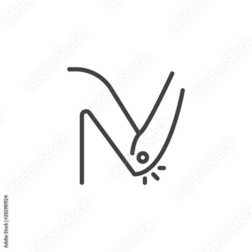 Elbow pain line icon. linear style sign for mobile concept and web design. Elbow Joint pain outline vector icon. Symbol, logo illustration. Vector graphics