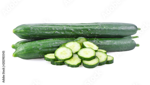 cucumber slices on white background