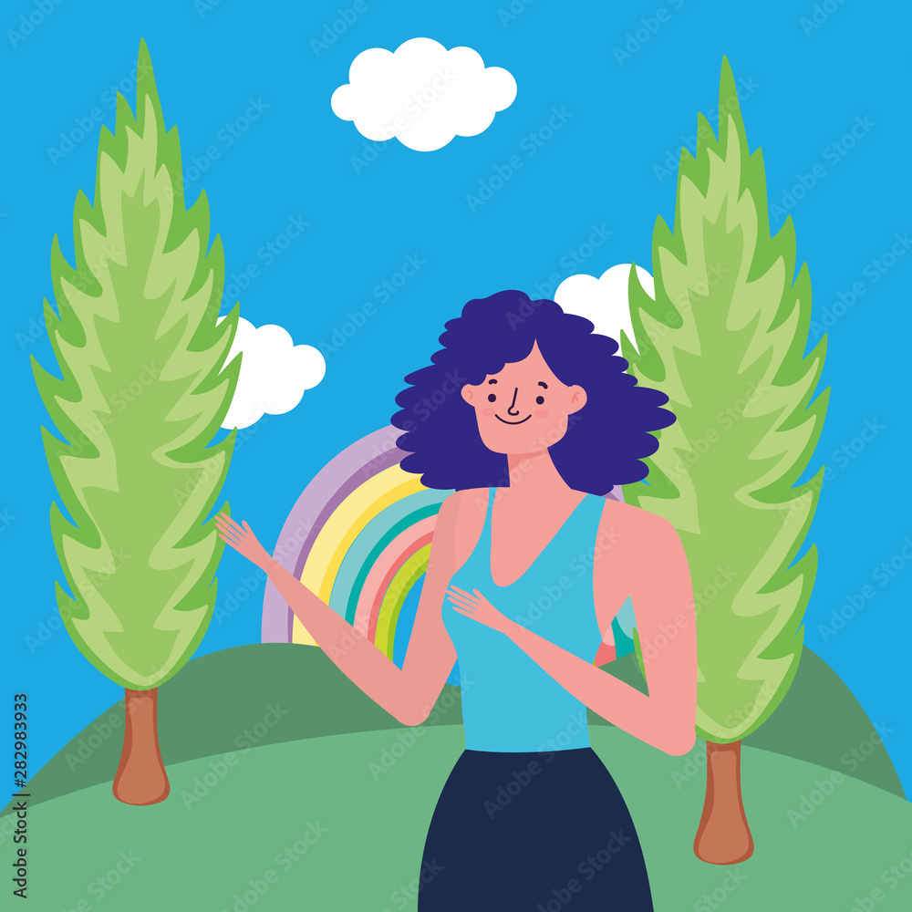 Avatar woman over landscape vector design Avatar woman over landscape vector design