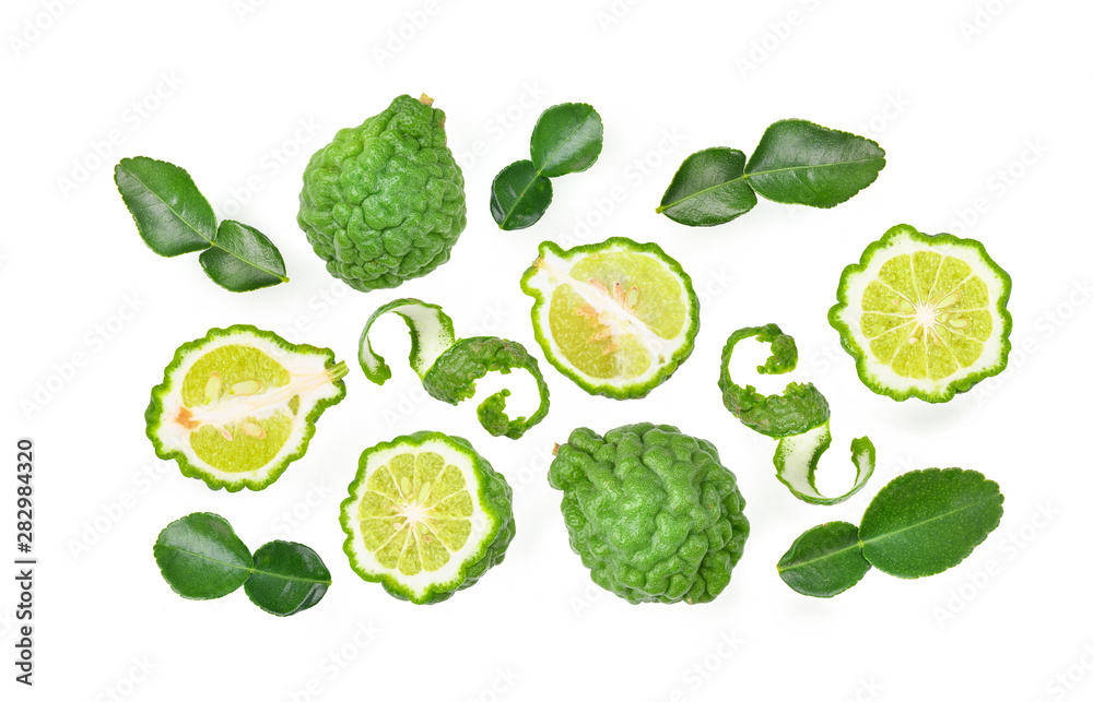 bergamot kaffir fruit on white background bergamot kaffir fruit on white background