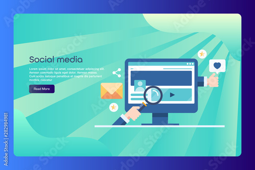 Social media, seo, digital marketing conceptual web banner with text
