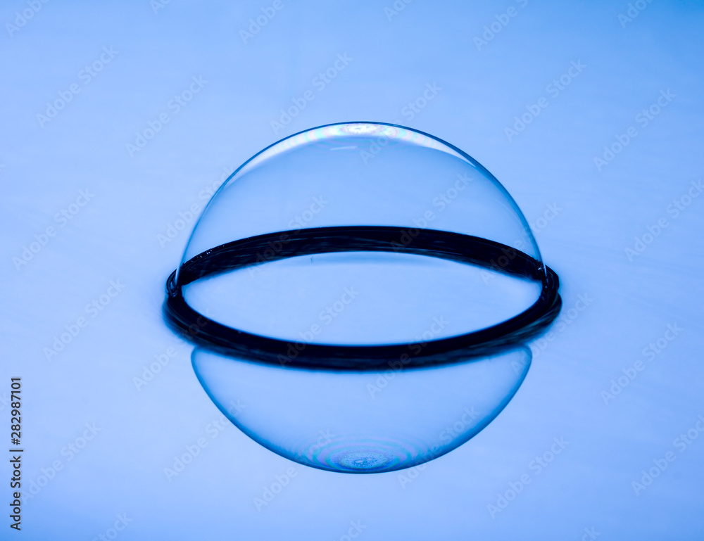 Bubble soap on water surface Bubble soap on water surface