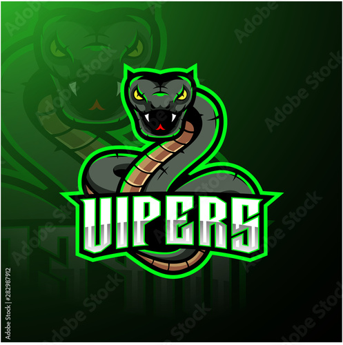 Green viper snake mascot logo design