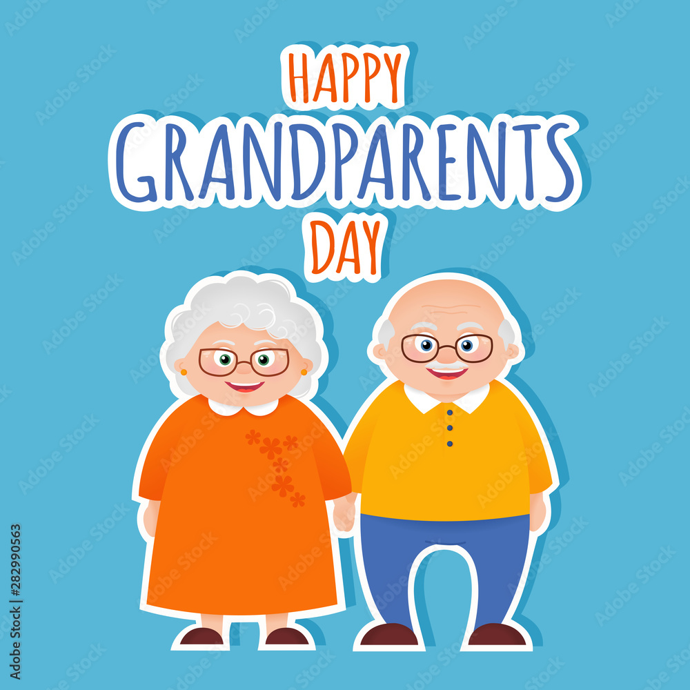 Happy grandparents day card with senior couple vector background Happy grandparents day card with senior couple vector background