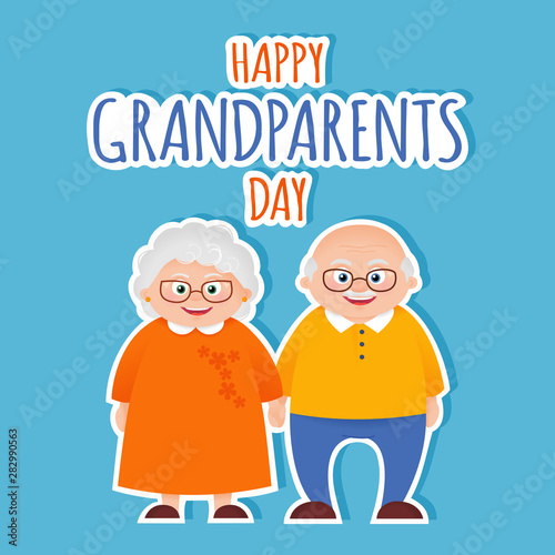 Happy grandparents day card with senior couple vector background