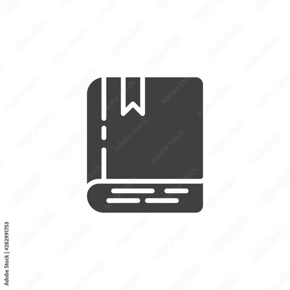 Fototapeta premium Book with bookmark vector icon. filled flat sign for mobile concept and web design. Cover book glyph icon. Symbol, logo illustration. Vector graphics