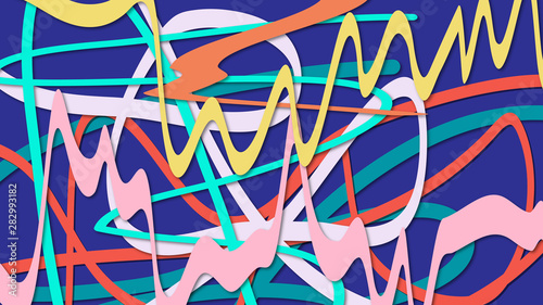 Abstract background of turning lines in colors