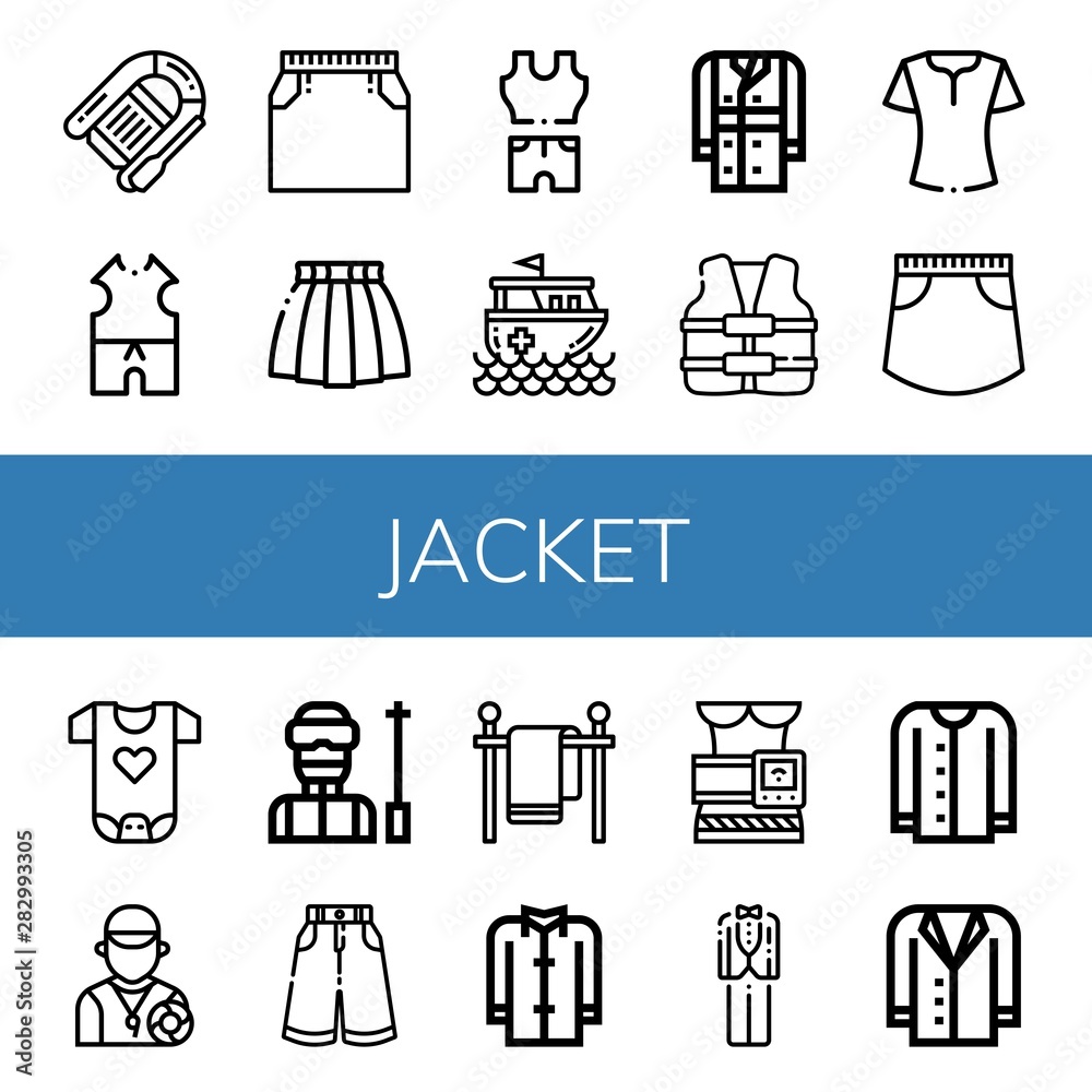 Set of jacket icons such as Lifeboat, Clothes, Skirt, Rescue boat, Trench coat, Life vest, Blouse, Baby clothes, Lifeguard, Ski, Trousers, Clothes line, Coat, Slimming belt , jacket Set of jacket icons such as Lifeboat, Clothes, Skirt, Rescue boat, Trench coat, Life vest, Blouse, Baby clothes, Lifeguard, Ski, Trousers, Clothes line, Coat, Slimming belt , jacket
