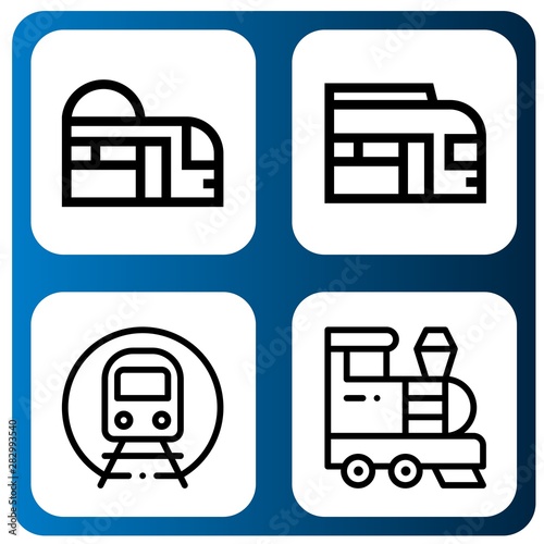 Set of subway icons such as Subway, Train , subway