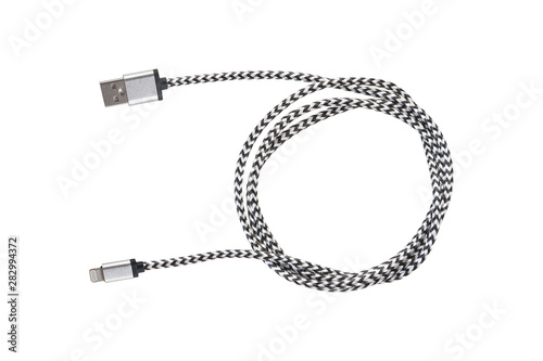 Cable connector micro-USB to USB on white background with clipping path