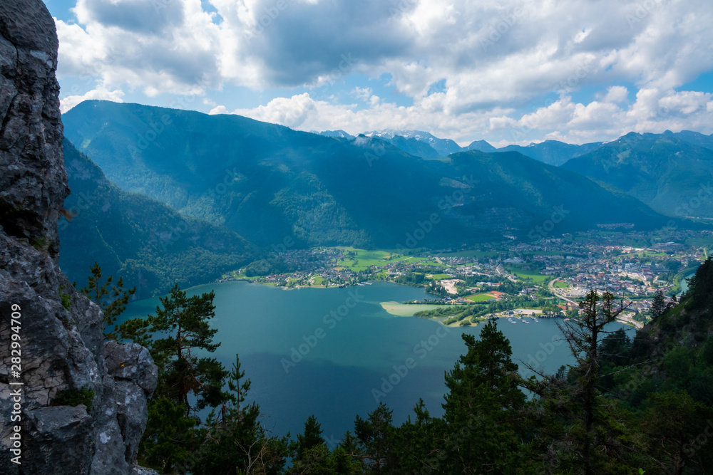 View of lake Traunsee in Salzkammergut, Austria