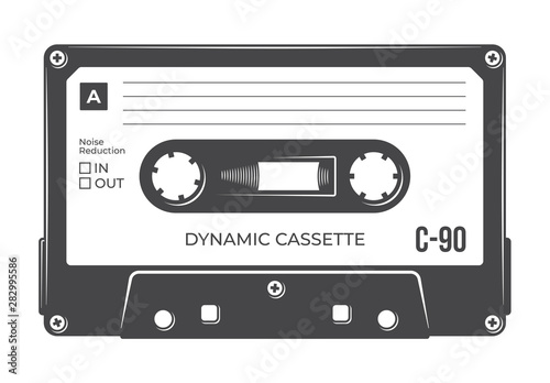 Fototapete Vector old compact audio cassette. Isolated on white background