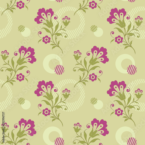 Modern floral seamless pattern for your design. Print on paper or textile. Desktop wallpaper.  Vector illustration. Background.
