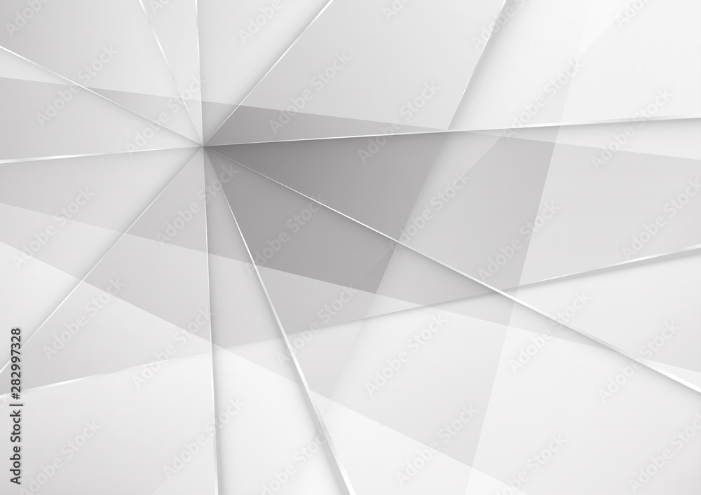Obraz premium White and grey background. Corporate technology modern design. Pattern style geometric. Abstract modern background used about technology or product presentation backdrop. Vector illustration.