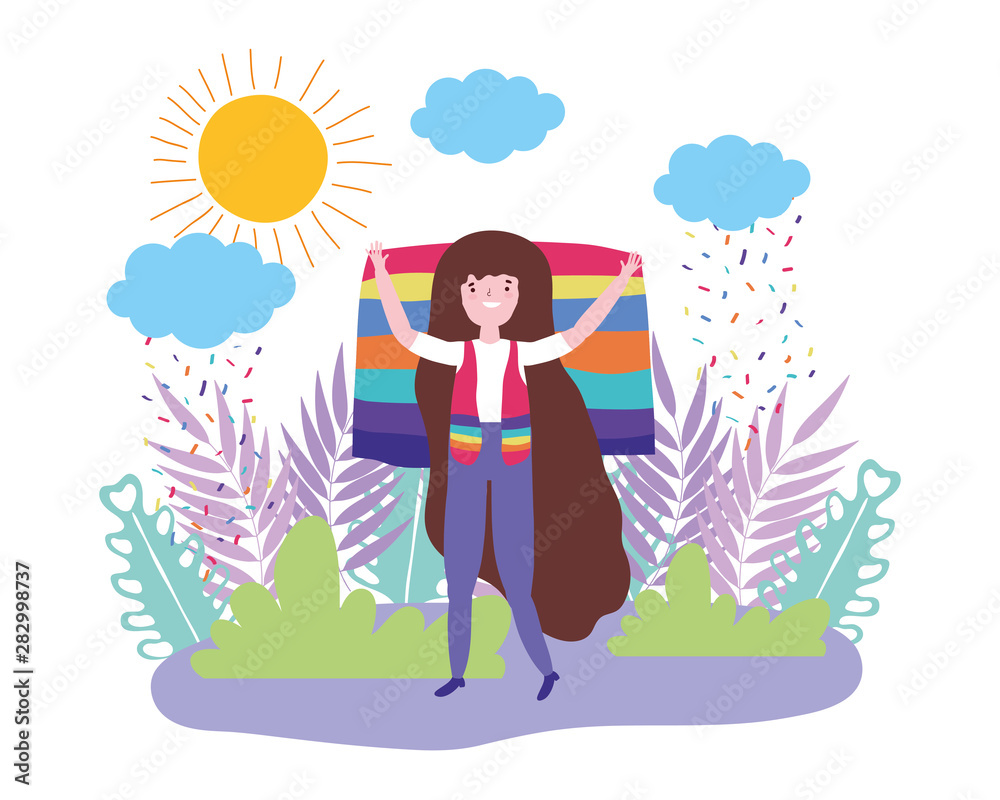 Woman supporting lgtbi march design vector illustration