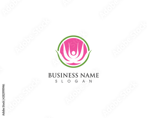 Lotus flower with spa and yoga logo template illustration