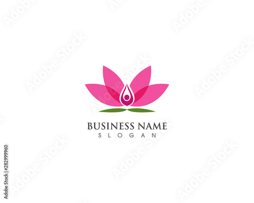 Lotus flower with spa and yoga logo template illustration © arif23