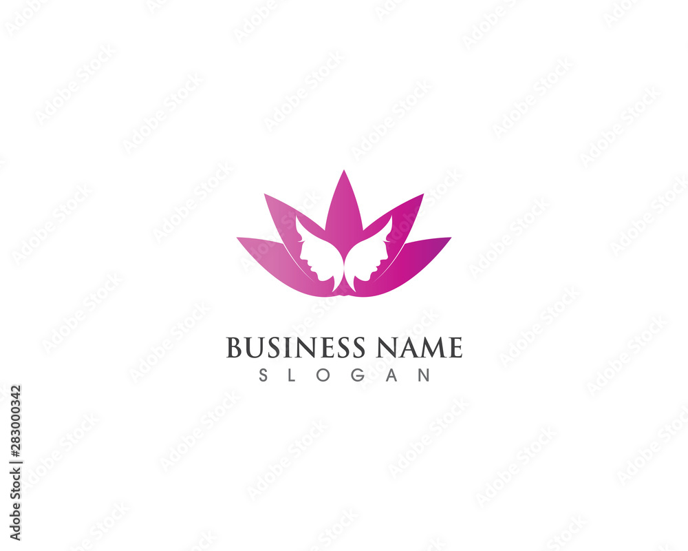 Beautiful face woman with lotus for spa icon template design