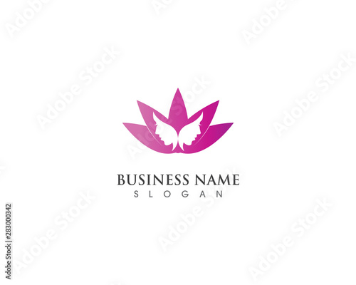 Beautiful face woman with lotus for spa icon template design