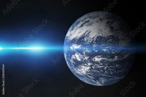 View of blue planet Earth Atlantic Ocean in space with her atmosphere 3D rendering elements of this image furnished by NASA