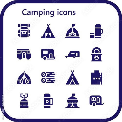 camping icon set