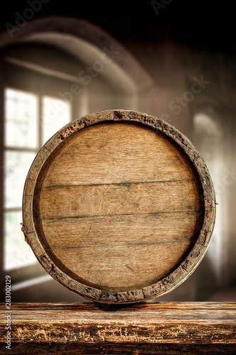 wooden old barrel and free space for your decoration  © magdal3na