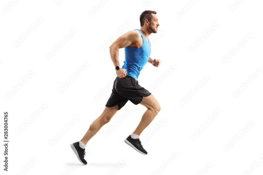 Young man in sportswear running
