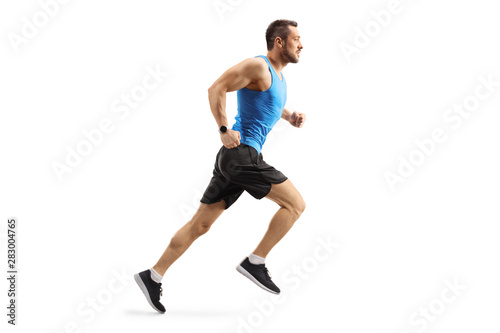 Young man in sportswear running