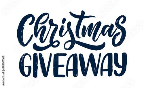Vintage card with christmas giveaway lettering. Calligraphy text. Decoration template. Vector illustration for holiday design.