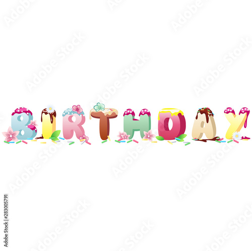 День Рождения. Праздник. Inscription. Multi-colored letters. © suhotcheva