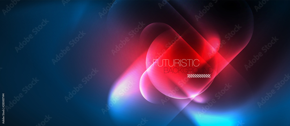 Blue neon round shapes techno background Blue neon round shapes techno background