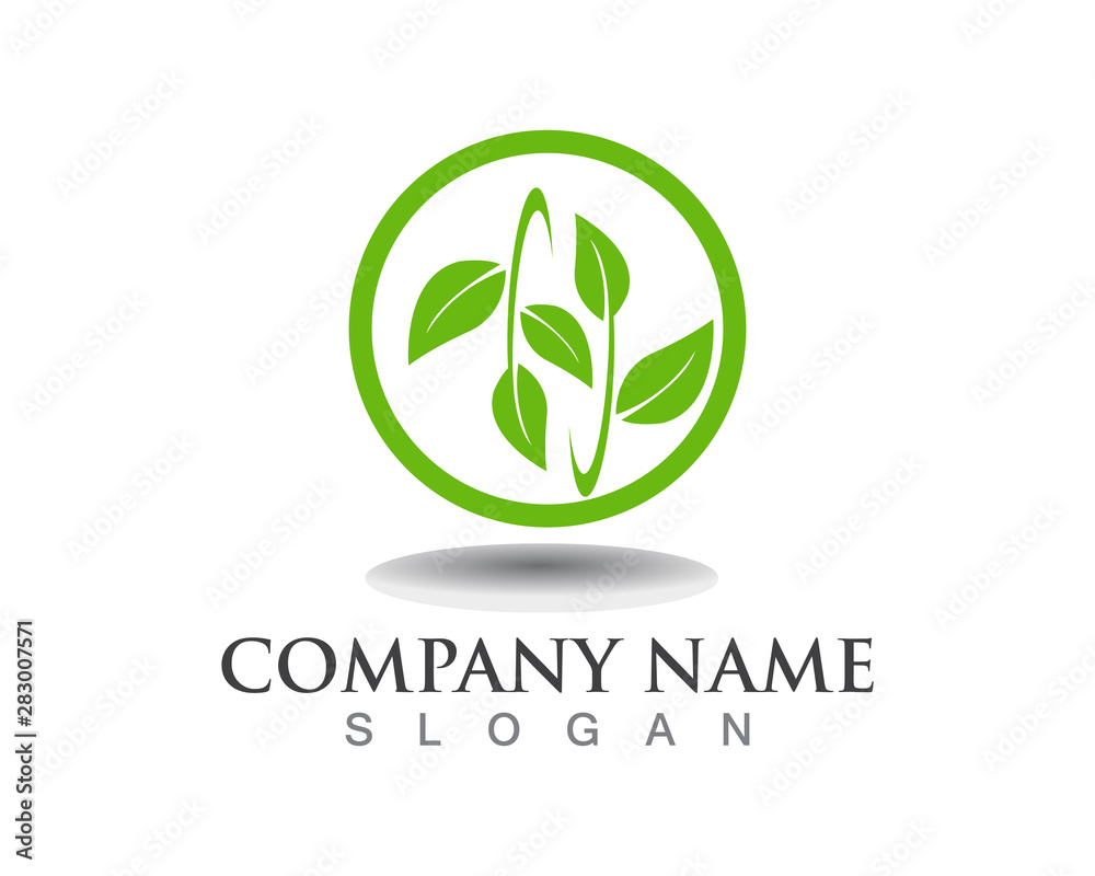 Vector leaves green nature logo template symbol