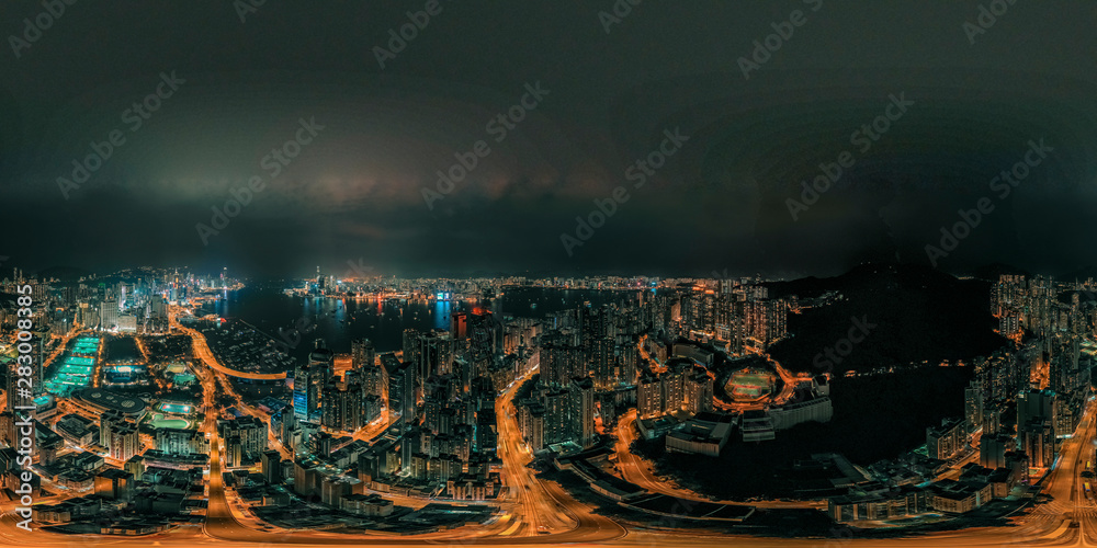 Fototapeta Panorama aerial view cityscape of Central District in Hong Kong