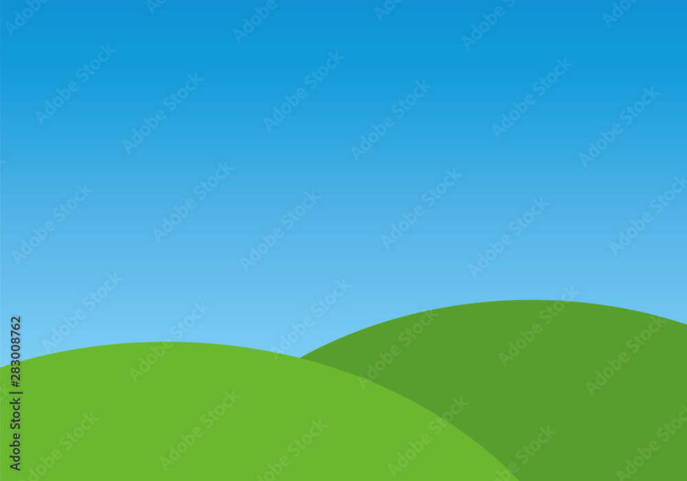 Bluesky and green hills